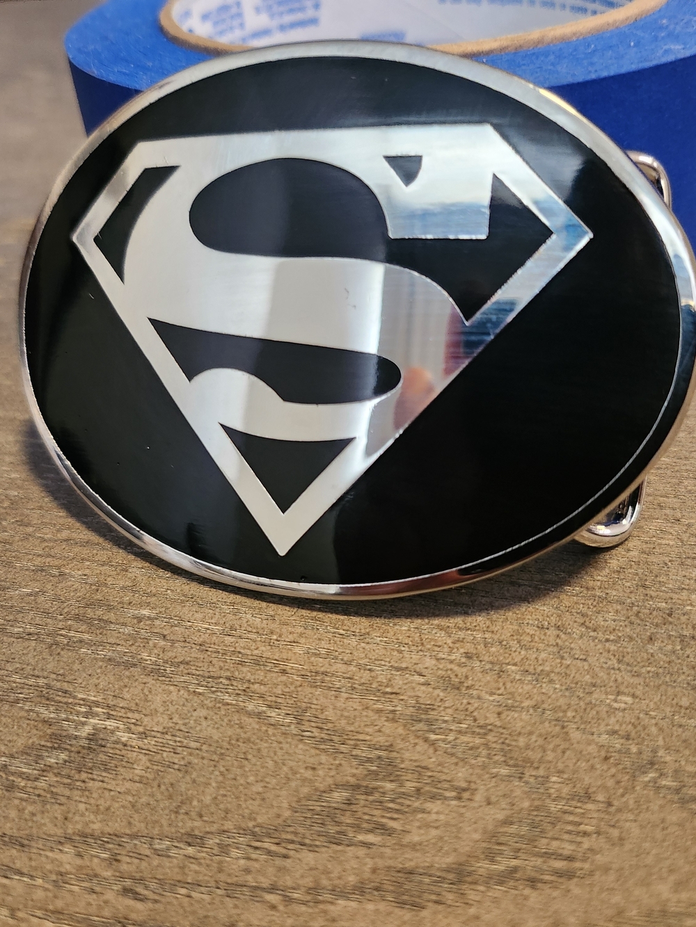 DC Comics Silver Superman Shield Black Oval Belt Buckle